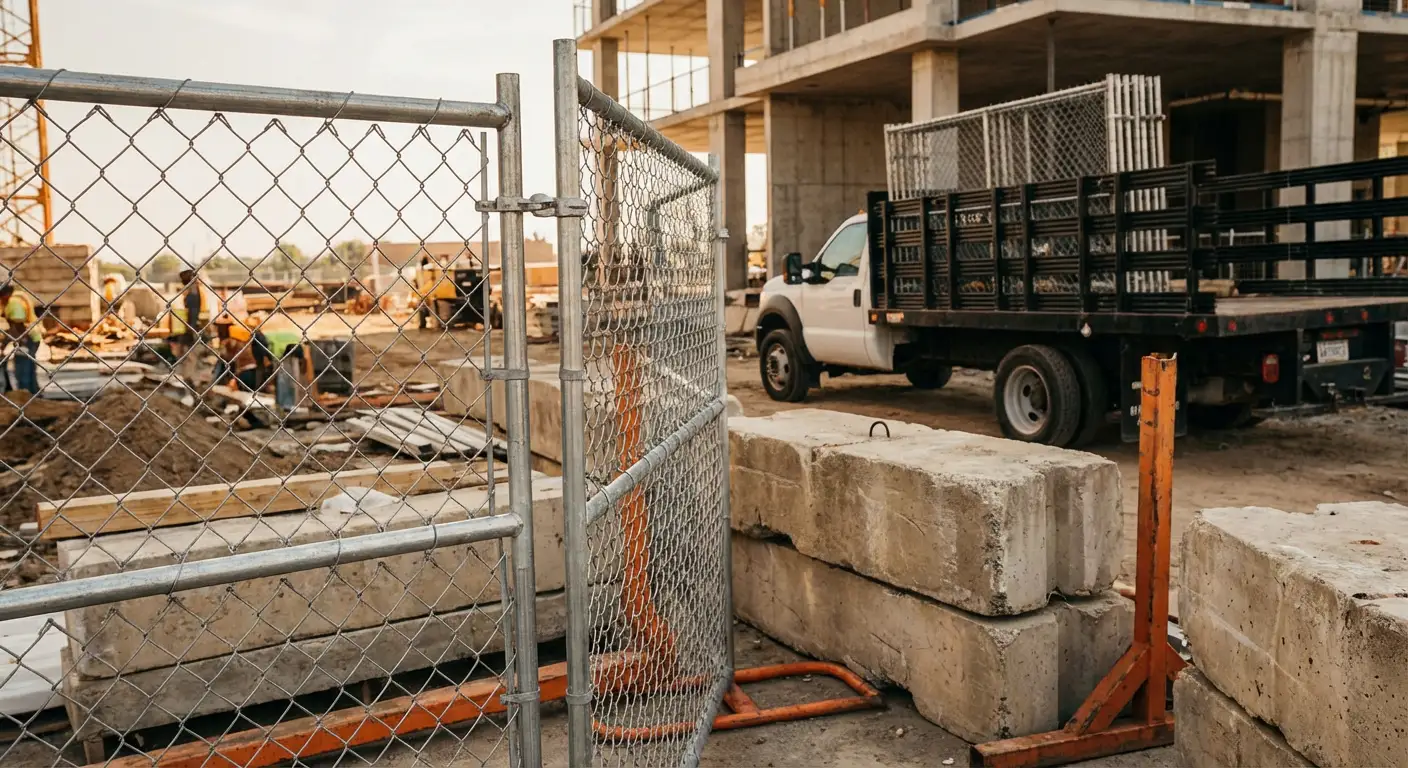 Commercial temporary fencing installation site in Tigard, OR