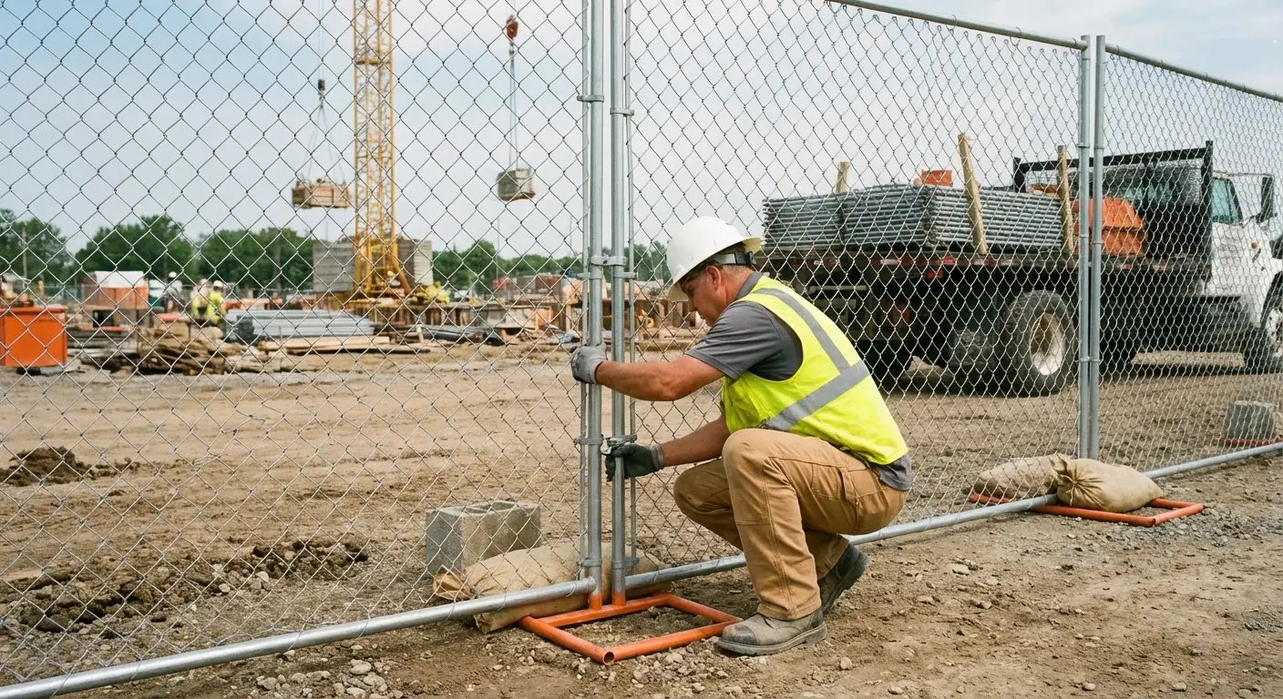 Comparison of professional fencing solutions versus DIY risks on a construction site in Tigard, OR