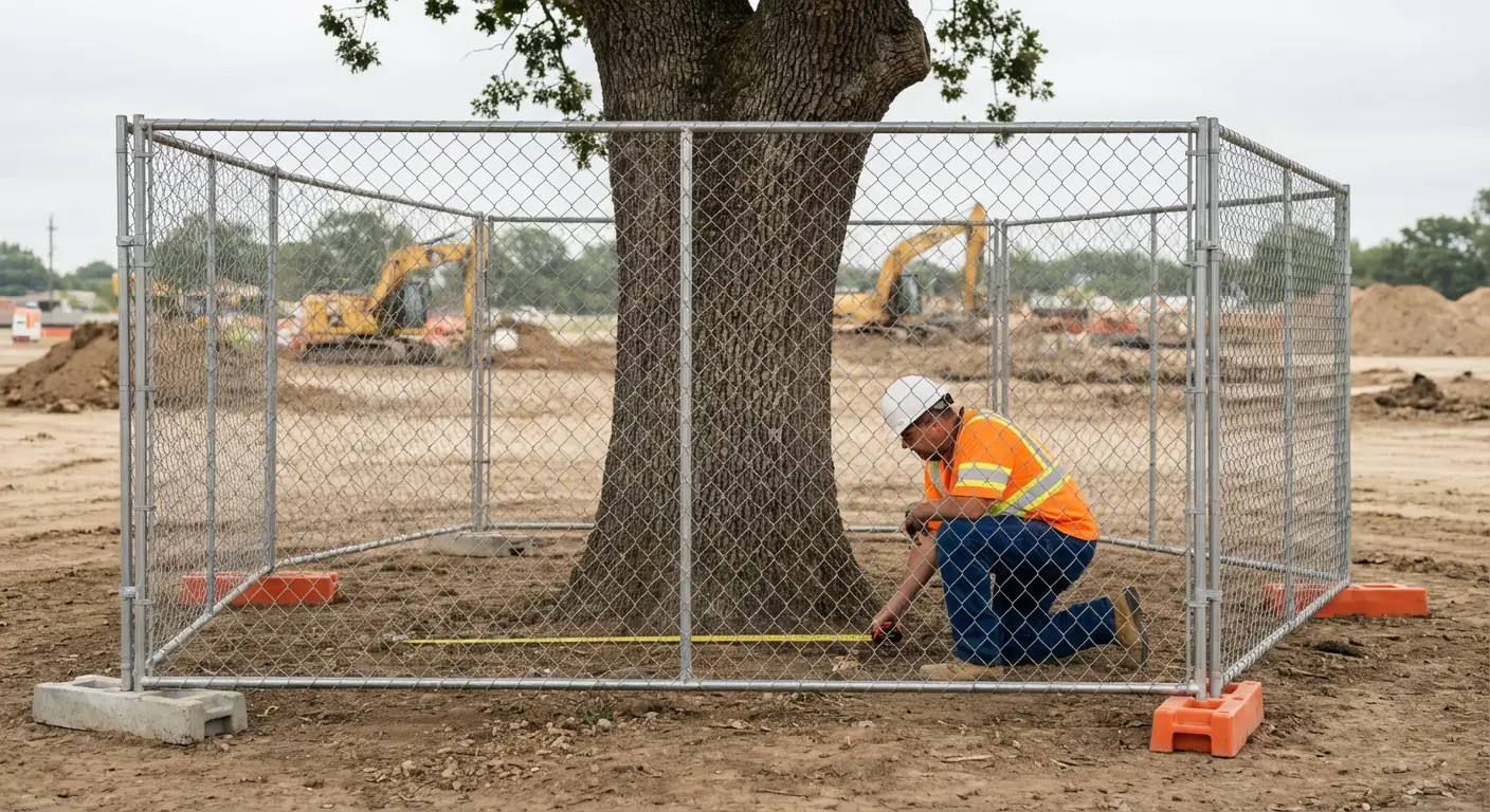 Tree protection zone fencing installation in Tigard, OR