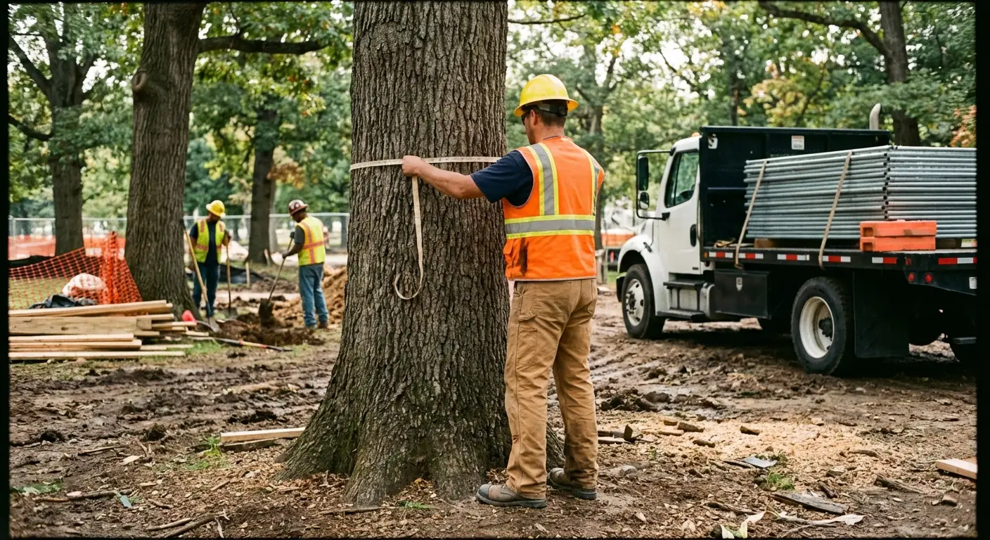 Tree protection zone fencing installation in Tigard, OR