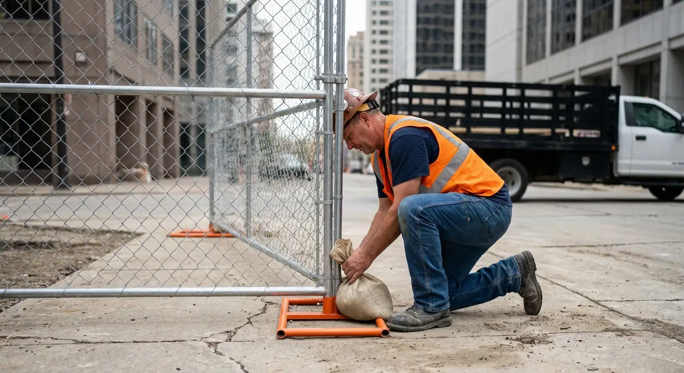 Temporary fence installation in Downtown Tigard area