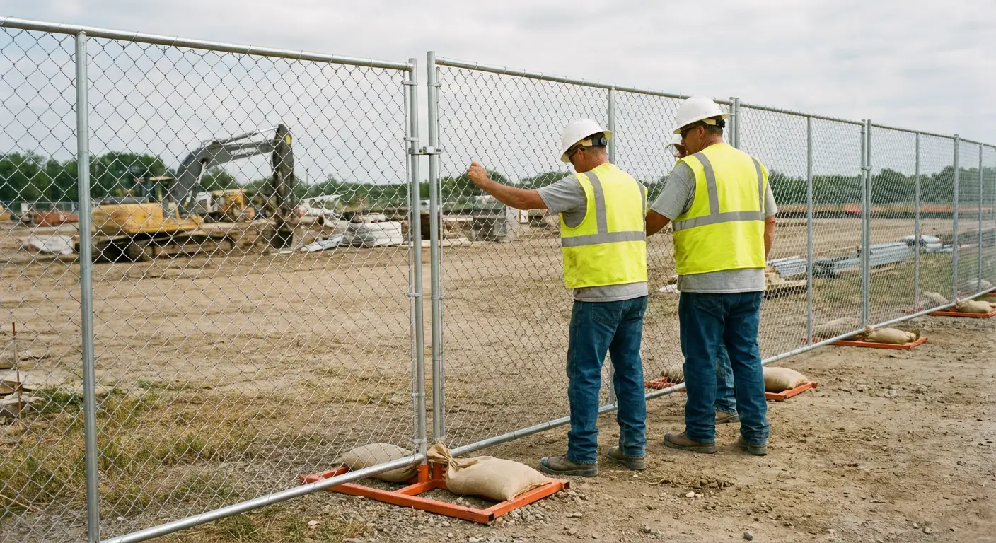 Construction site chain link panel installation in Tigard, OR