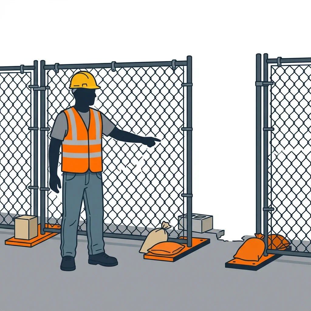 Diagram illustrating common construction site perimeter vulnerabilities in Tigard, OR